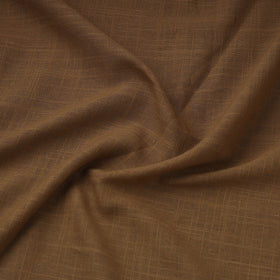 Brown Prewashed Slub Cotton Plain Fabric
