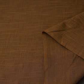 Brown Prewashed Slub Cotton Plain Fabric