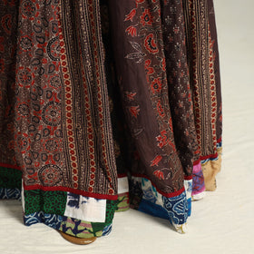 Brown - printed 24 kali patchwork cotton long skirt 21