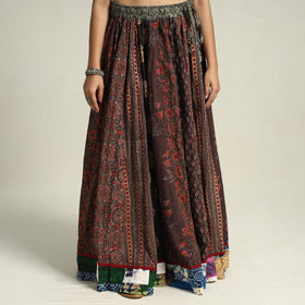 Brown - printed 24 kali patchwork cotton long skirt 21