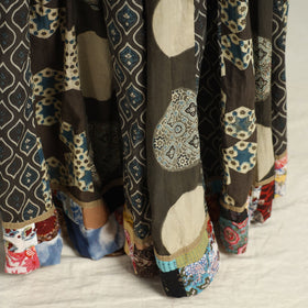 Brown - printed 24 kali patchwork cotton long skirt 42