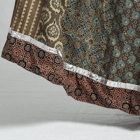  Ajrakh Block Printed 24 Kali Patchwork Cotton Long Skirt 