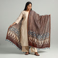 Buy Block Printed Chanderi Silk Handloom Ajrakh Dupatta
