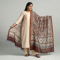 Brown - Block Printed Chanderi Silk Handloom Ajrakh Dupatta 13