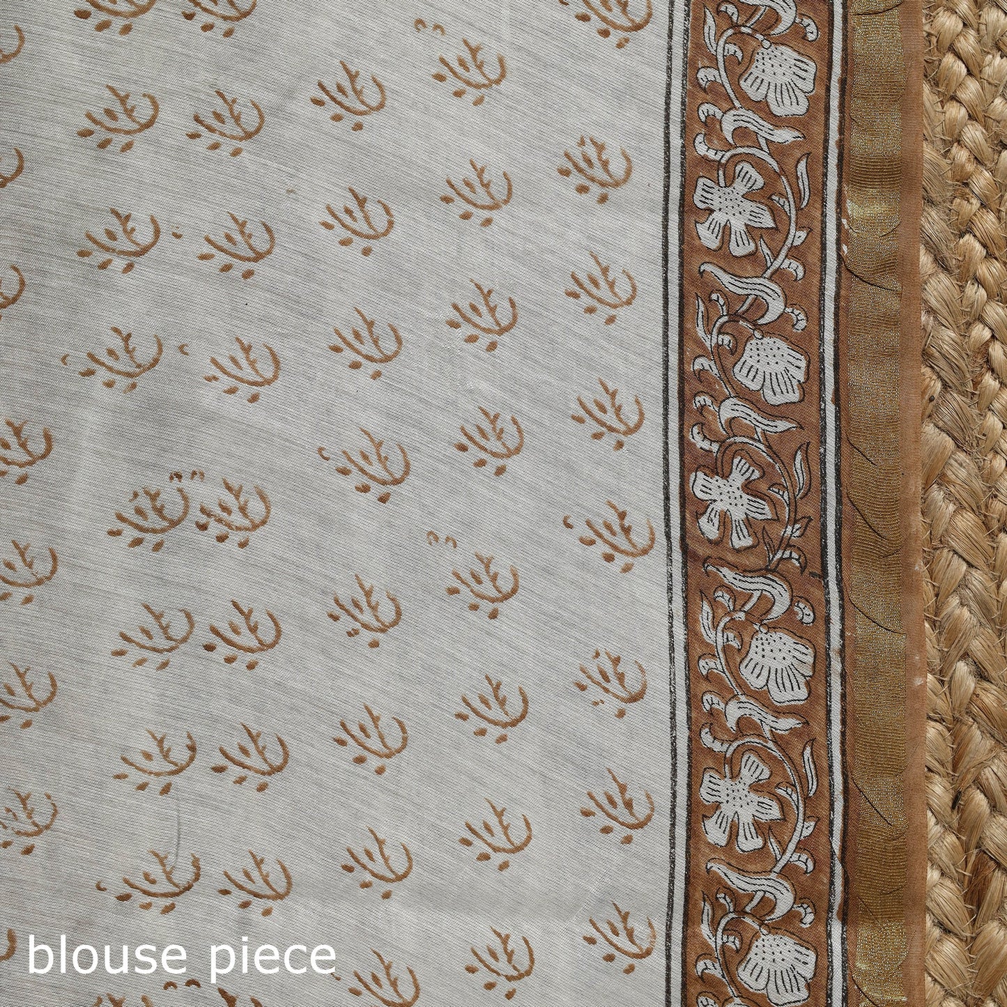 Brown - printed chanderi silk sanganeri saree - handcrafted