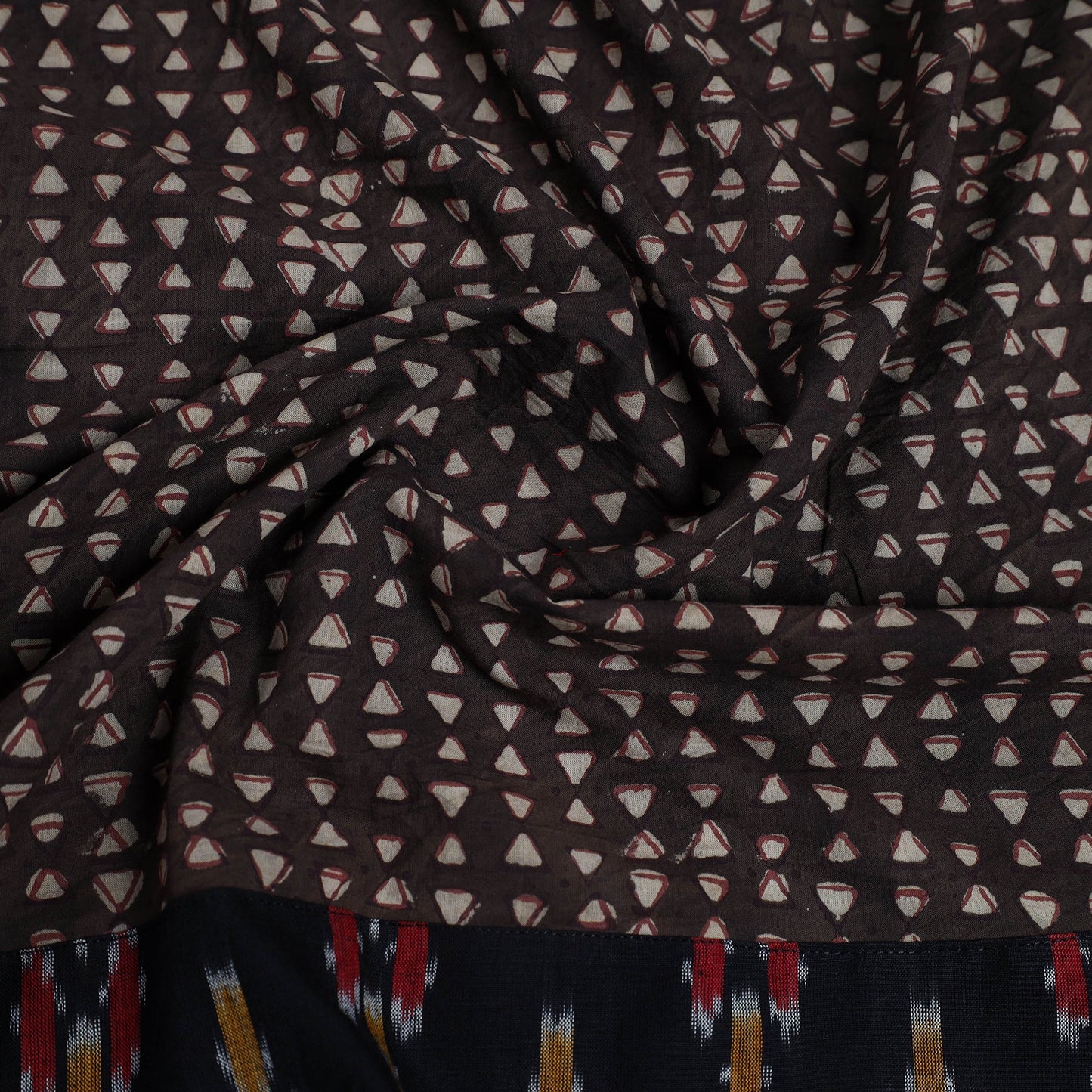 Brown - printed cotton akola blouse piece 04 - handcrafted