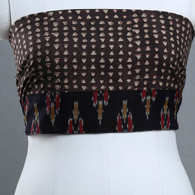 Brown - printed cotton akola blouse piece 04 - handcrafted