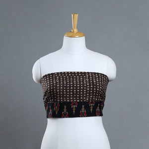 Brown - printed cotton akola blouse piece 04 - handcrafted
