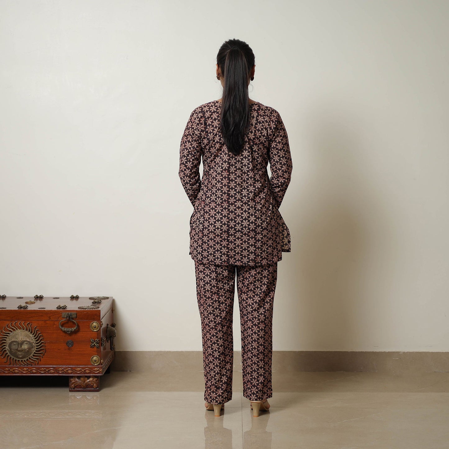  Brown Block Print Cotton Bagru Co-Ord Set 