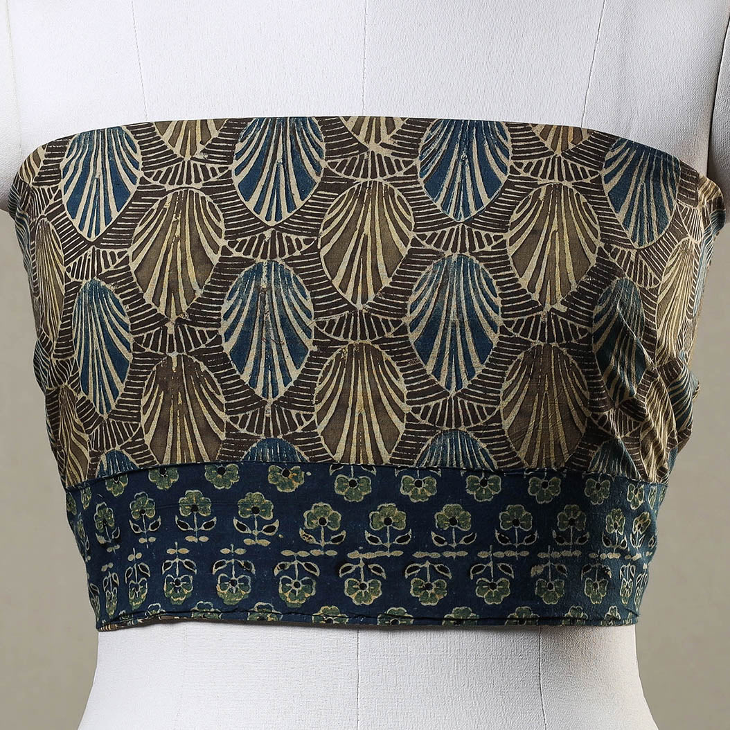 Buy Ajrakh Block Printed Cotton Blouse Piece Online at iTokri.com