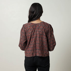 Brown - Ajrakh Block Printed Cotton Crop Top 09