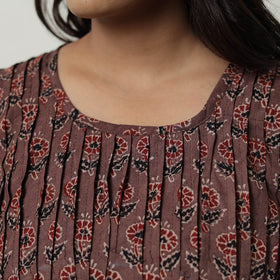 Brown - Ajrakh Block Printed Cotton Crop Top 09