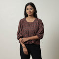 Brown - Ajrakh Block Printed Cotton Crop Top 09