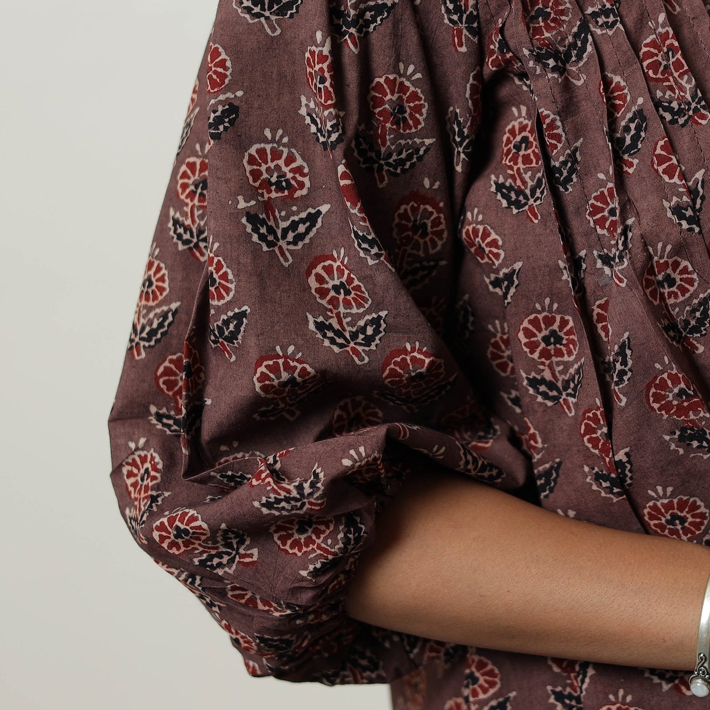 Brown - Ajrakh Block Printed Cotton Crop Top 09