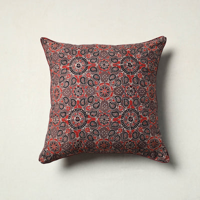 Brown - Block Printed Cotton Ajrakh Cushion Cover (16 x 16 in) 18