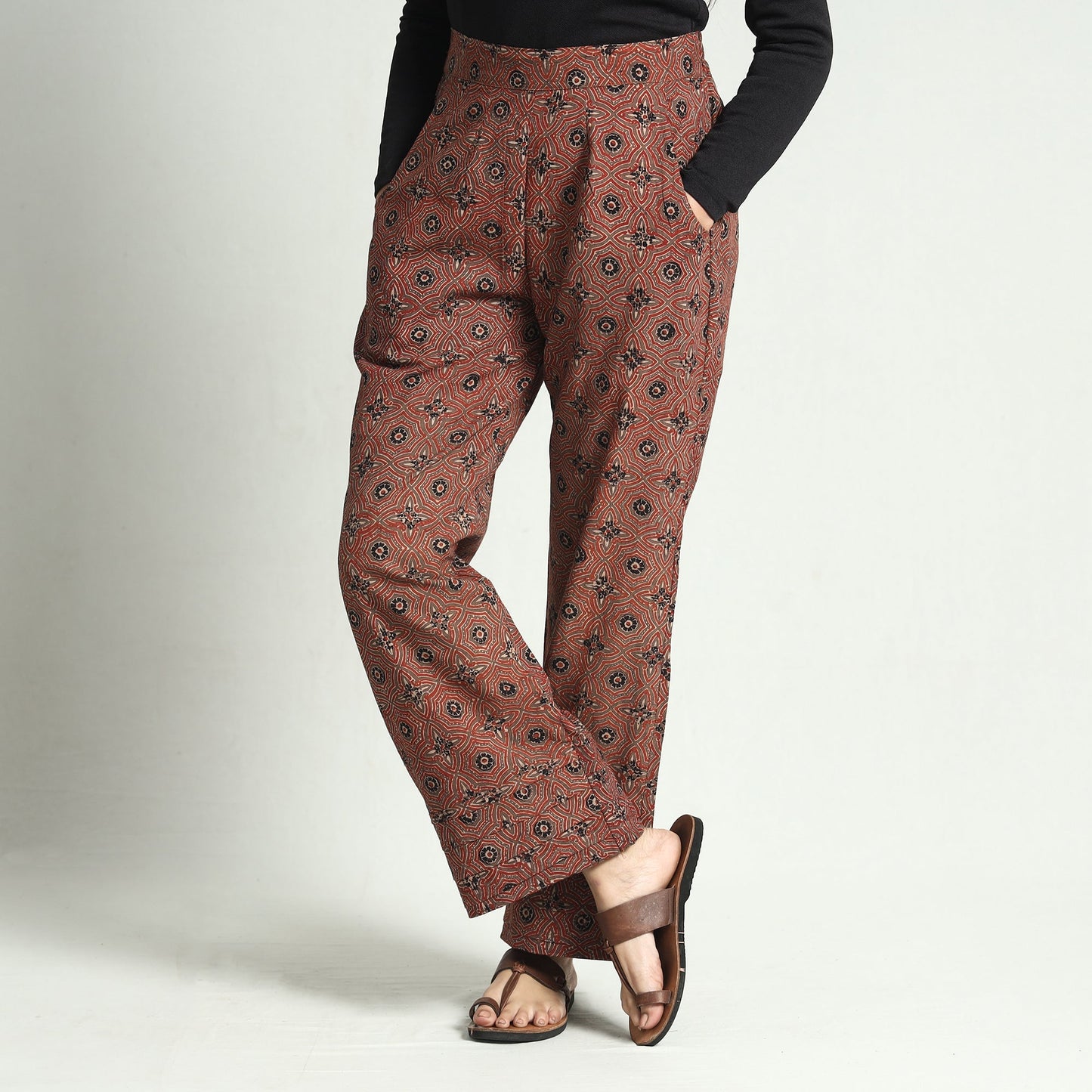 Buy Ajrakh Block Printed Cotton Elasticated Palazzo Online at iTokri.com