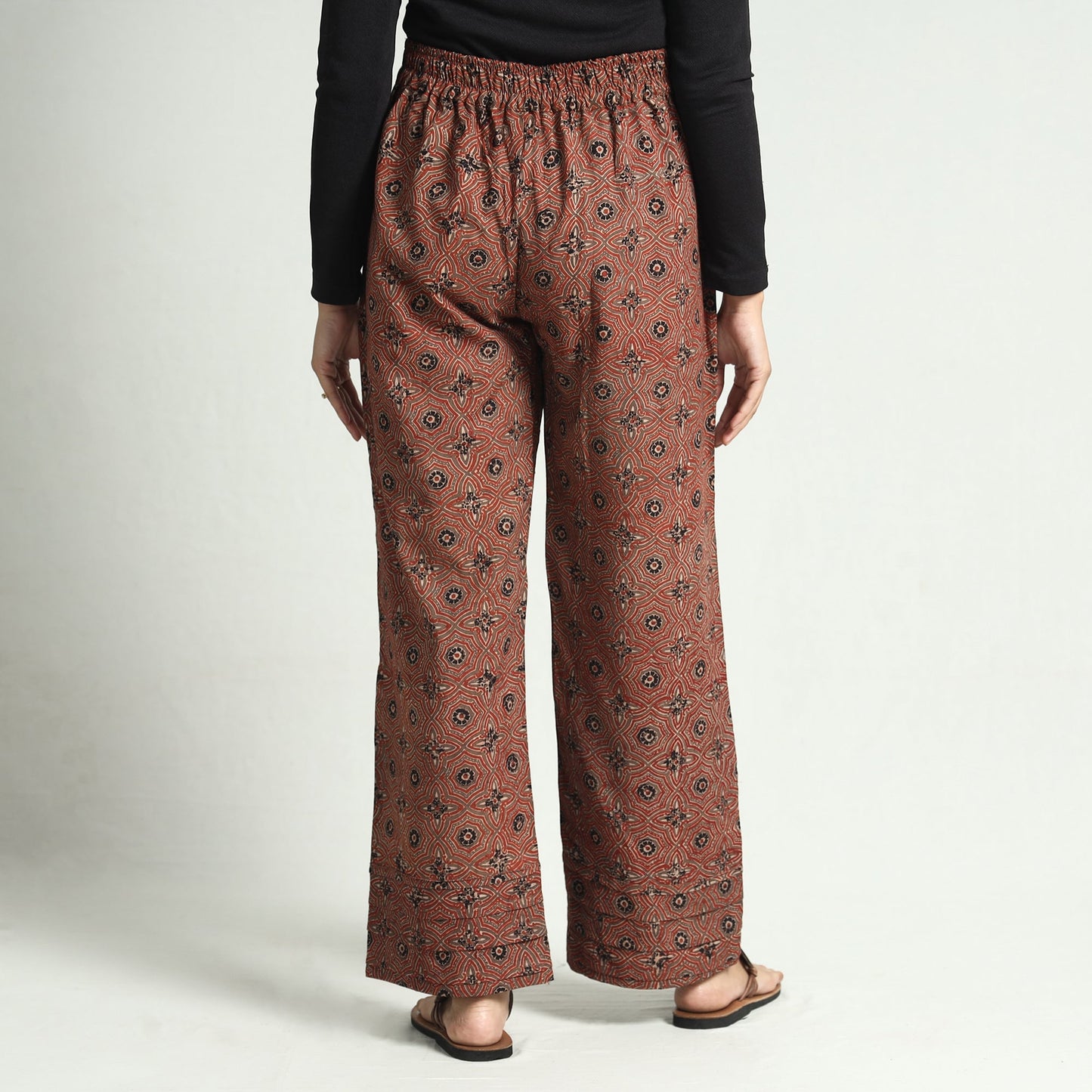 Buy Ajrakh Block Printed Cotton Elasticated Palazzo Online at iTokri.com