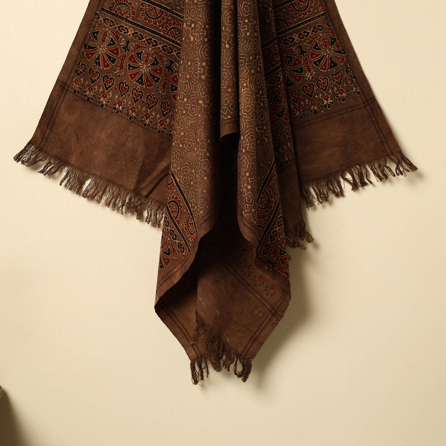 Brown - Block Printed Cotton Ajrakh Handloom Towel 27