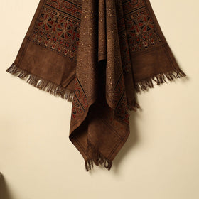 Brown - Block Printed Cotton Ajrakh Handloom Towel 27