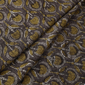 Brown Block Printed Cotton Jahota Fabric