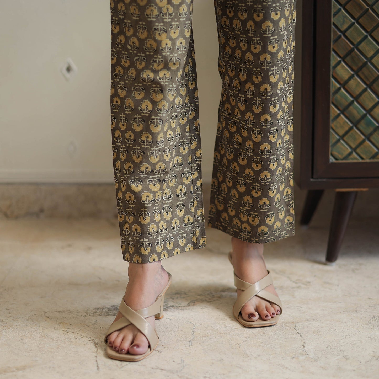 Brown - printed cotton kaftan co-ord set 14 - handcrafted