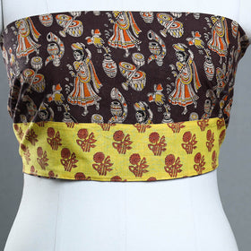 Brown - printed cotton kalamkari blouse piece 32