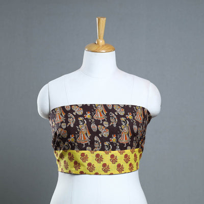 Brown - printed cotton kalamkari blouse piece 32