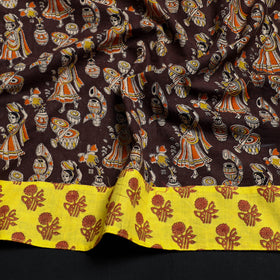 Brown - printed cotton kalamkari blouse piece 32
