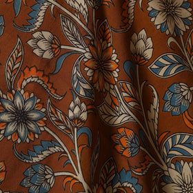 Brown - printed cotton kalamkari fabric 04 - handcrafted
