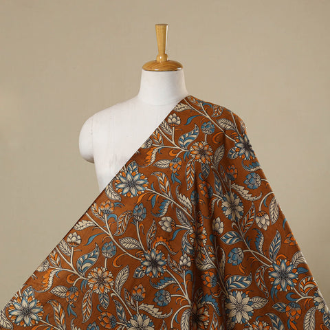Brown - printed cotton kalamkari fabric 04 - handcrafted