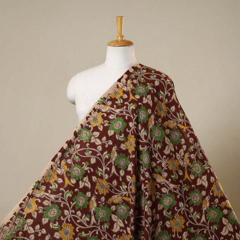 Brown - printed cotton kalamkari fabric 07 - handcrafted