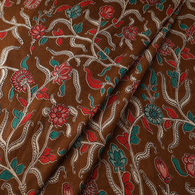 Brown - printed cotton kalamkari fabric 35 - handcrafted