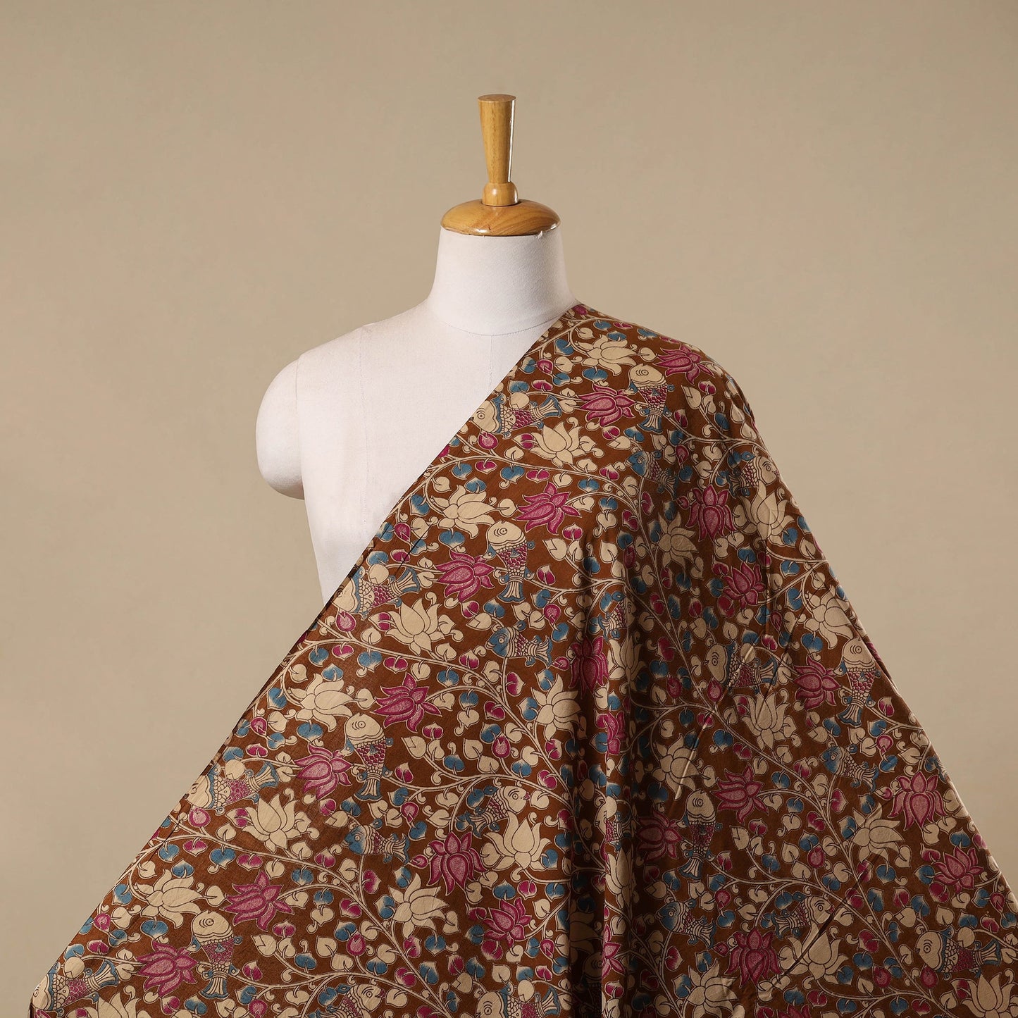 Printed cotton kalamkari fabric 41 - handcrafted