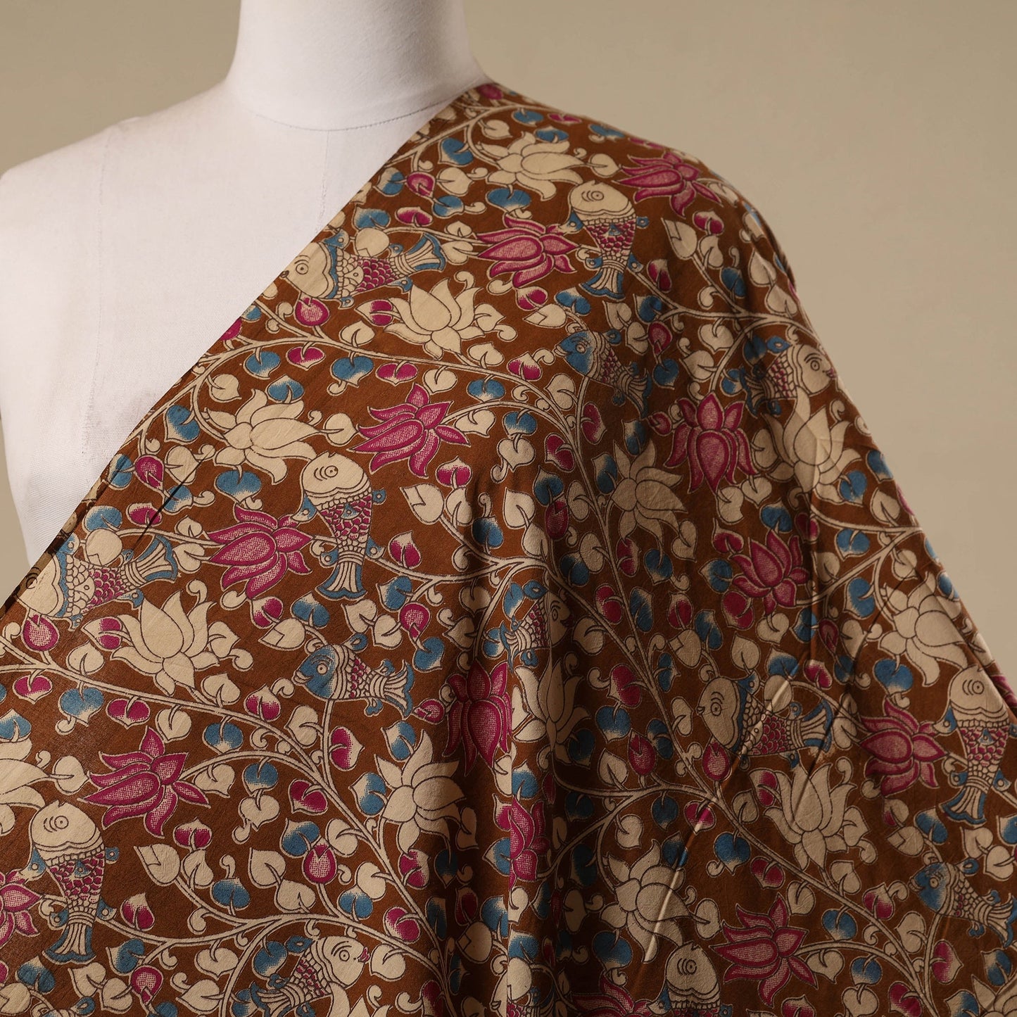 Printed cotton kalamkari fabric 41 - handcrafted