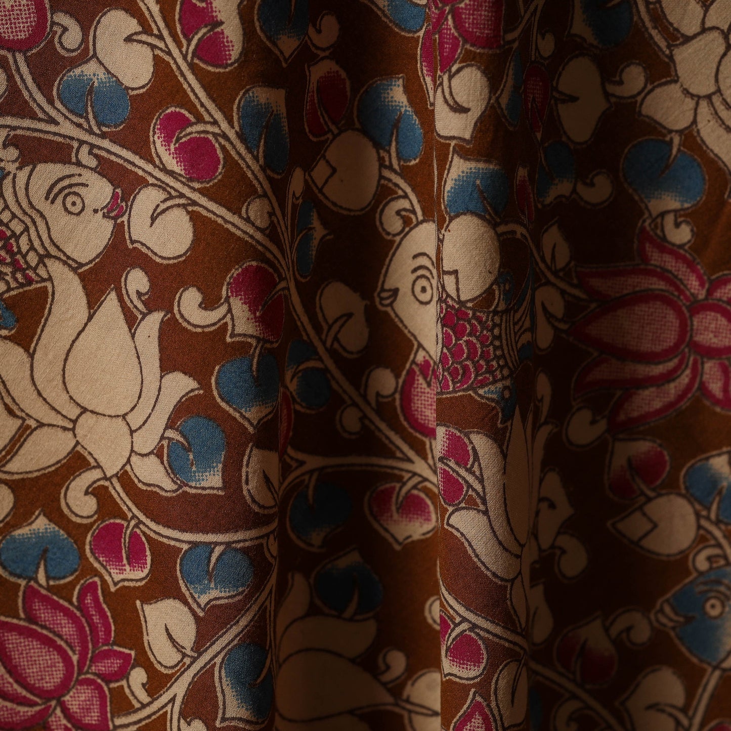 Printed cotton kalamkari fabric 41 - handcrafted