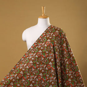Brown - printed cotton kalamkari fabric 45 - handcrafted