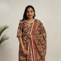 Buy Brown Block Printed Cotton Kalamkari Kurta Set
