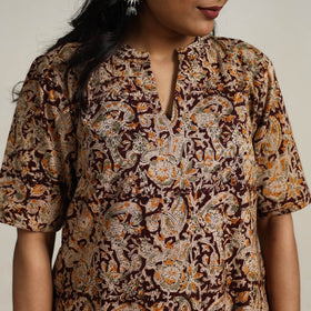 Buy Brown Block Printed Cotton Kalamkari Kurta Set