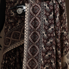 Printed cotton kalamkari saree 03 - handcrafted