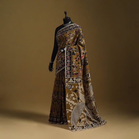 Printed cotton kalamkari saree 13 - handcrafted