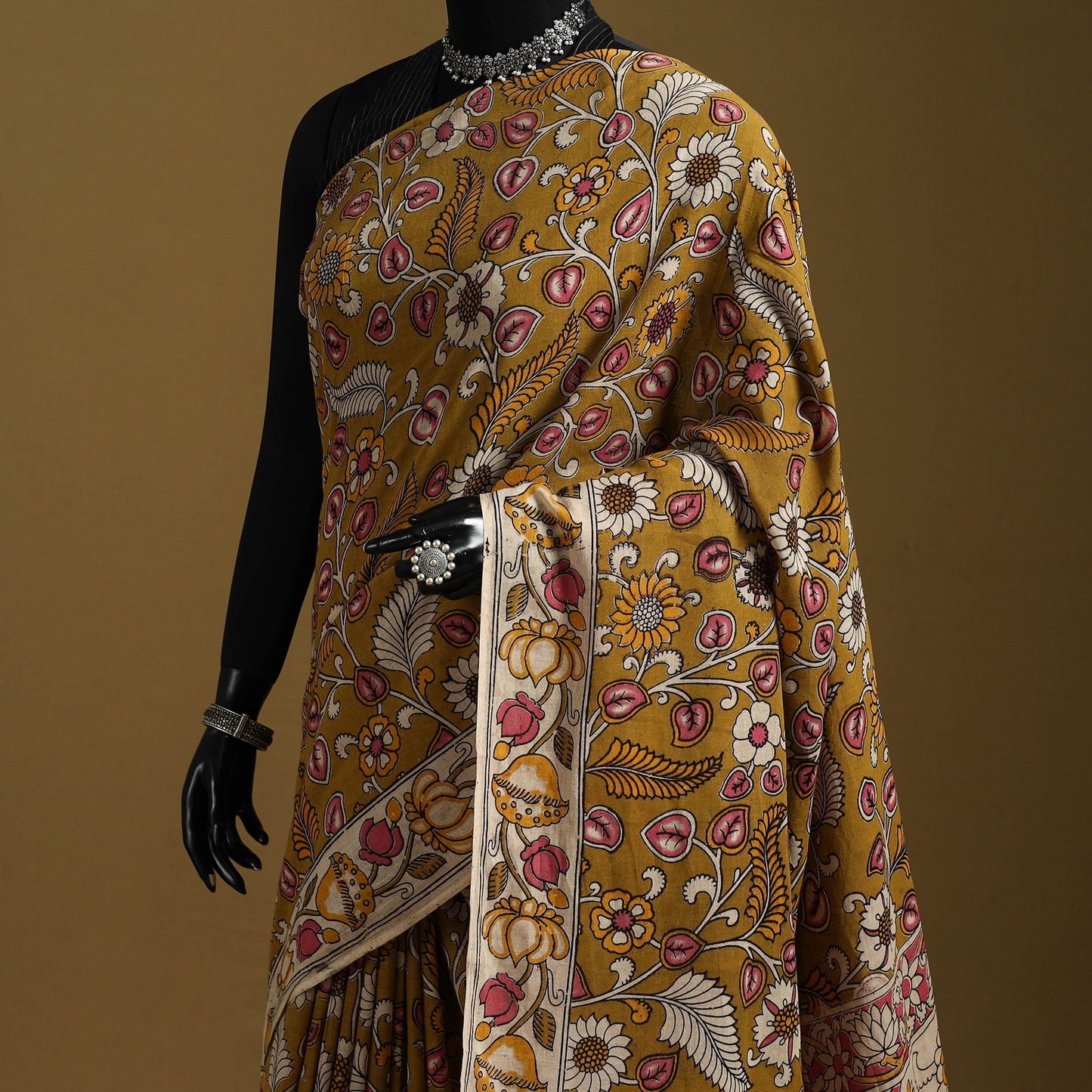 Printed cotton kalamkari saree 18 - handcrafted