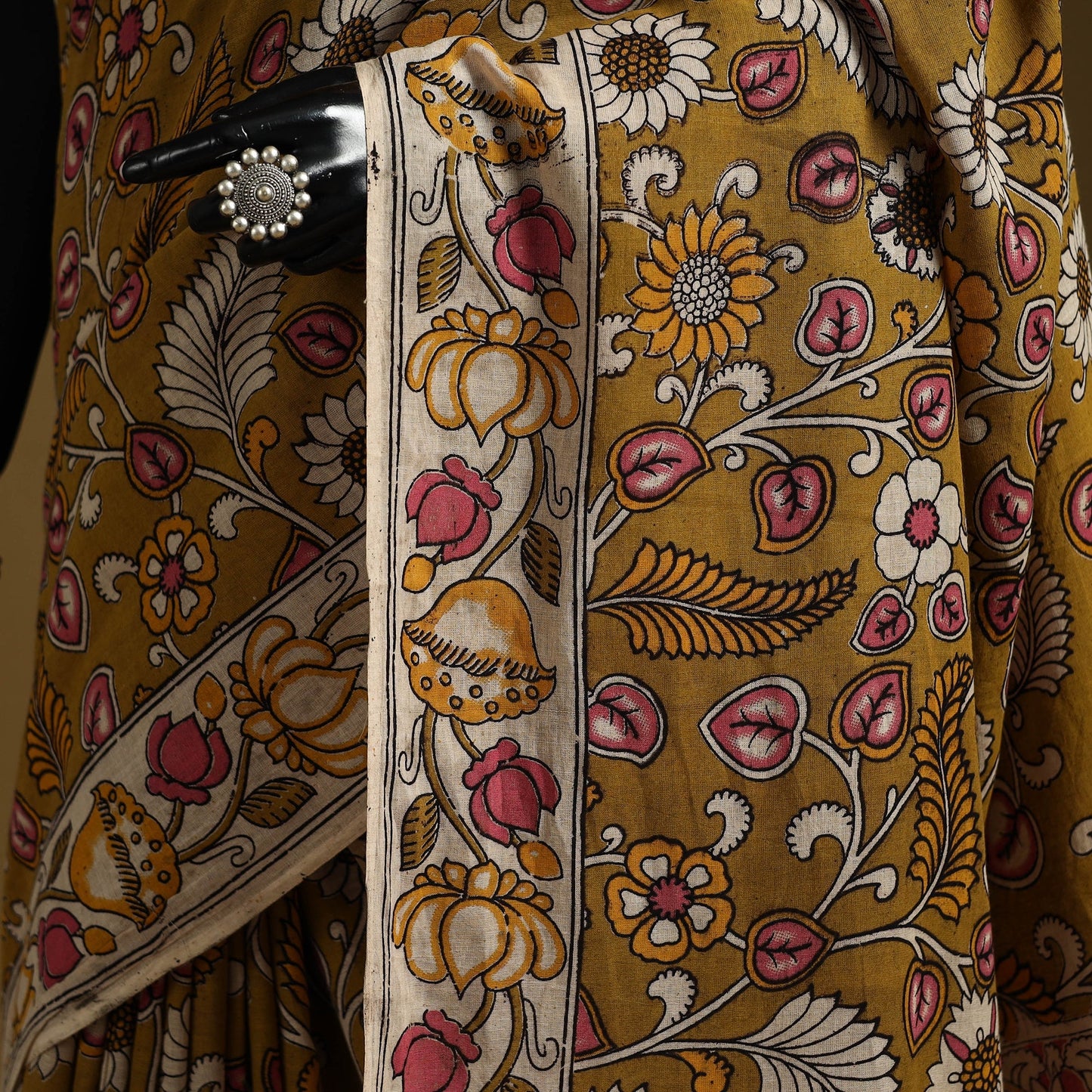 Printed cotton kalamkari saree 18 - handcrafted