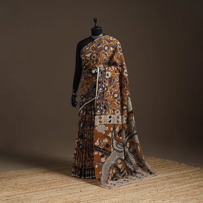 Printed cotton kalamkari saree 19 - handcrafted