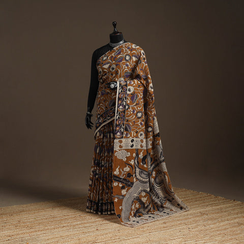 Printed cotton kalamkari saree 19 - handcrafted