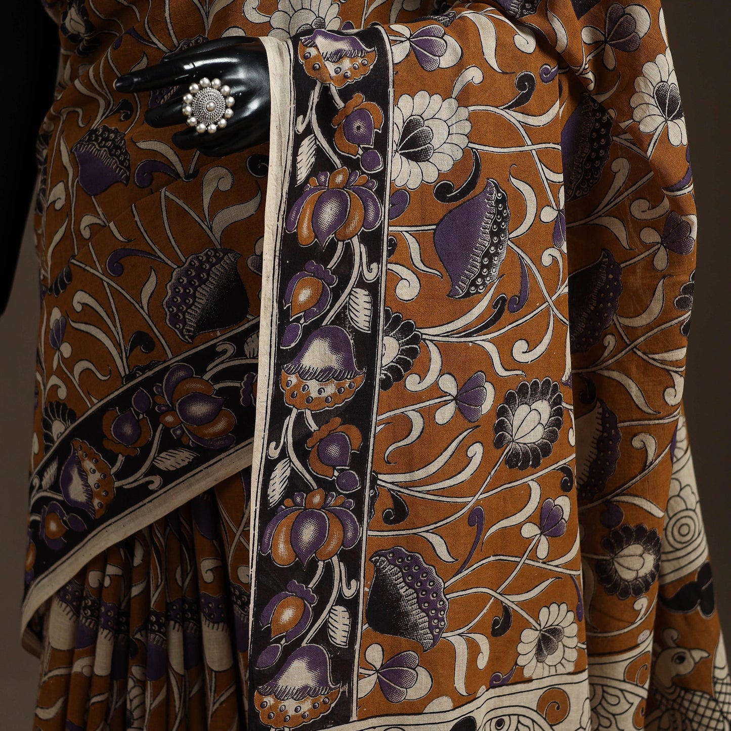 Printed cotton kalamkari saree 19 - handcrafted