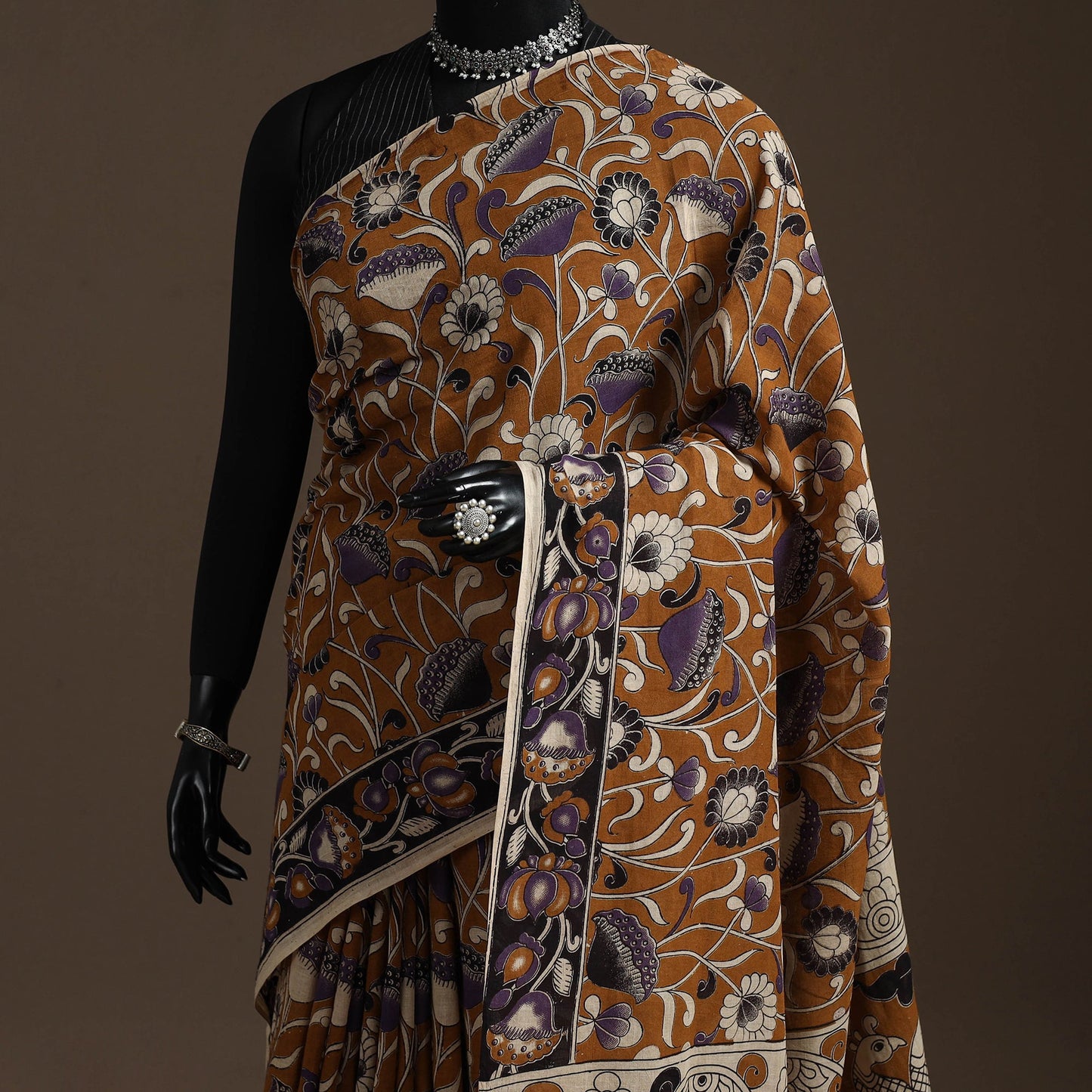 Printed cotton kalamkari saree 19 - handcrafted