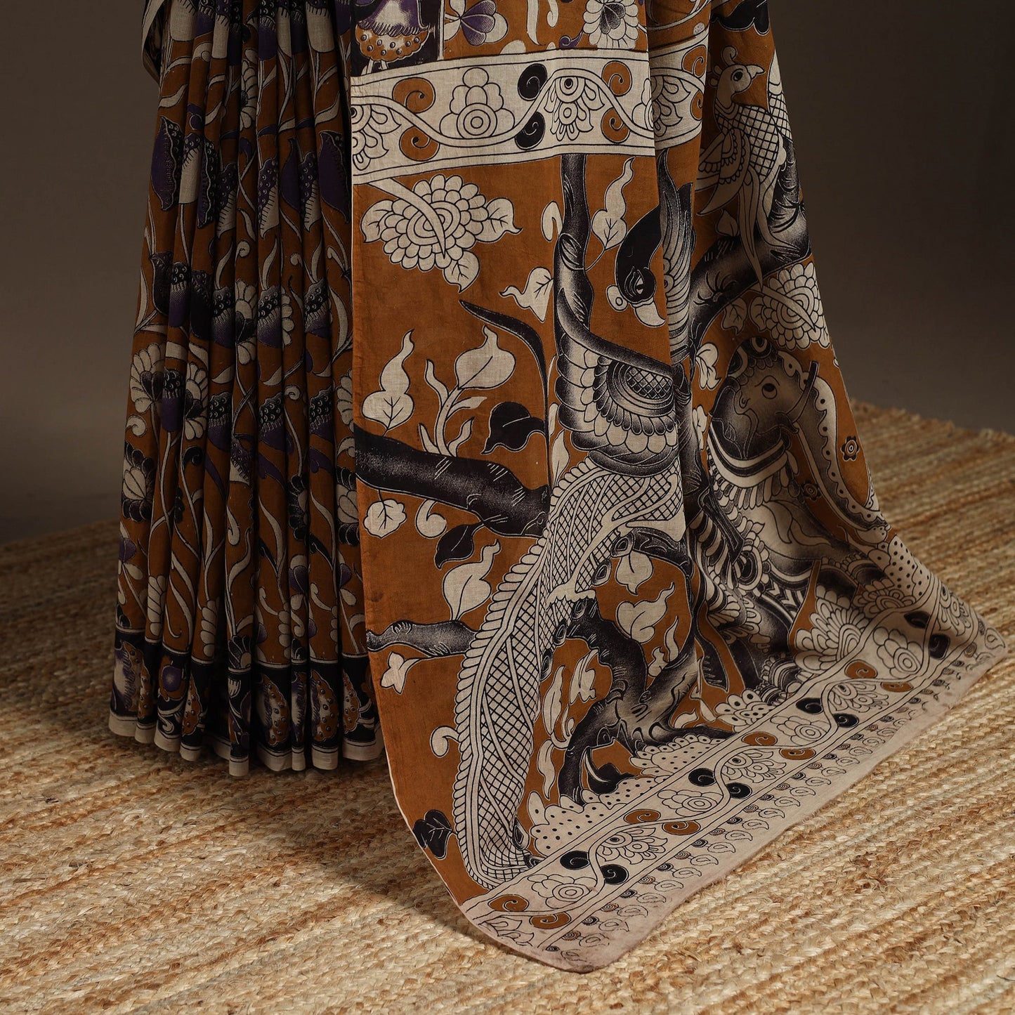 Printed cotton kalamkari saree 19 - handcrafted