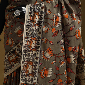 Printed cotton kalamkari saree 31 - handcrafted