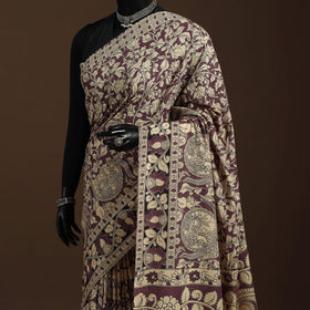 Brown - printed cotton nellore kalamkari saree 02