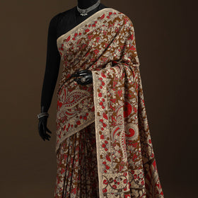 Brown - printed cotton nellore kalamkari saree 35